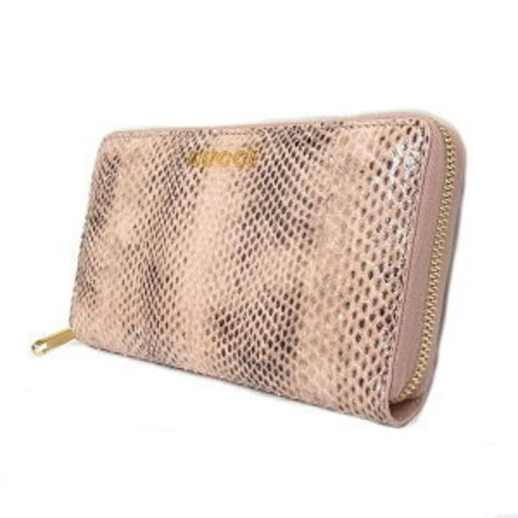 Gucci Long Wallet Zip Python Leather PinkScript Around - Picture 3 of 7